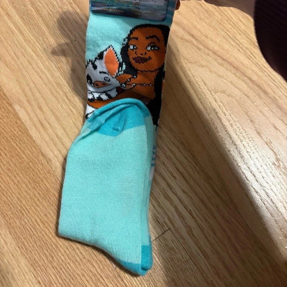 Disney Moana Aqua Knew High Socks NEW Pua Sz 10-4 Girls Blue